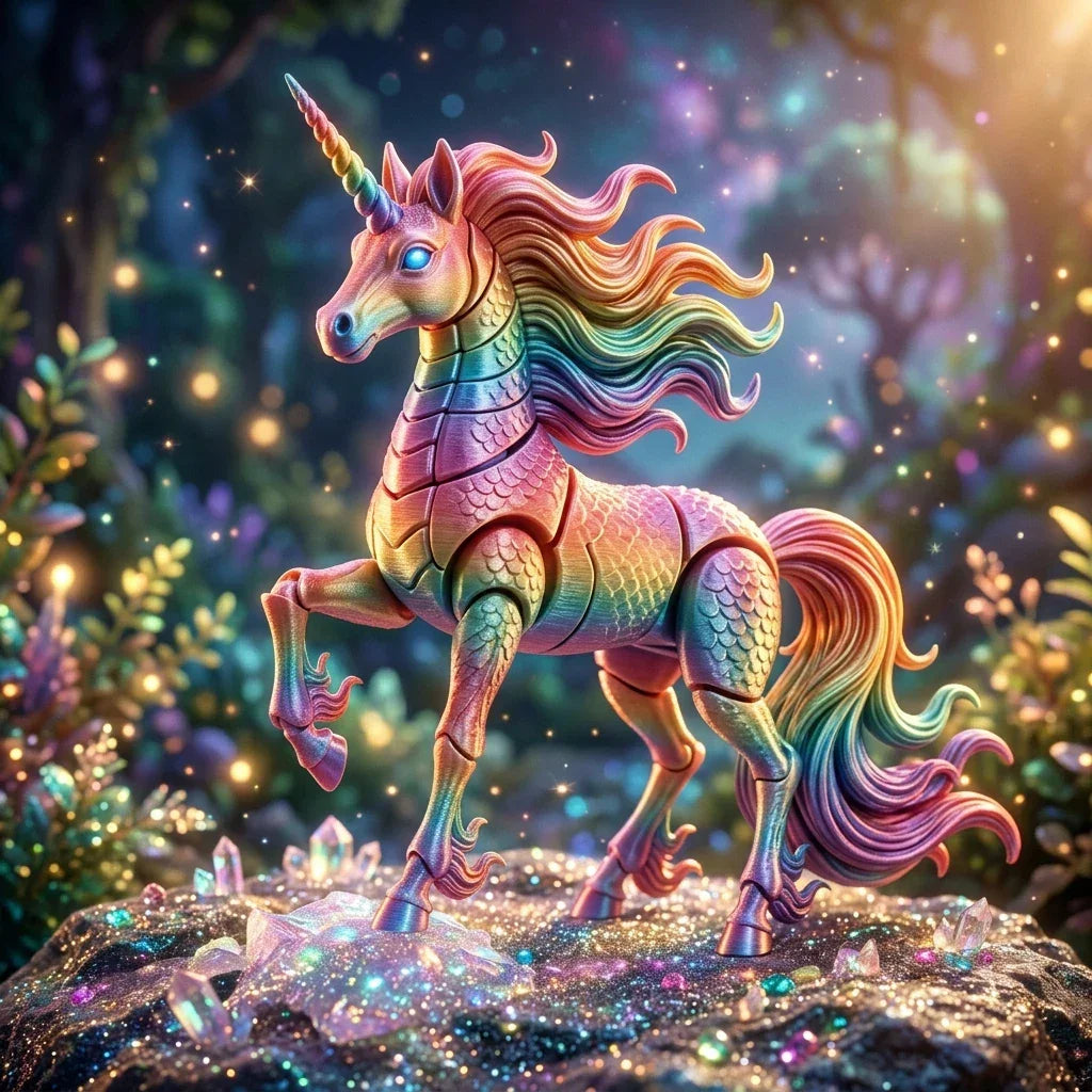 Articulated Unicorn - Rainbow Silk 3D Printed Fantasy Toy