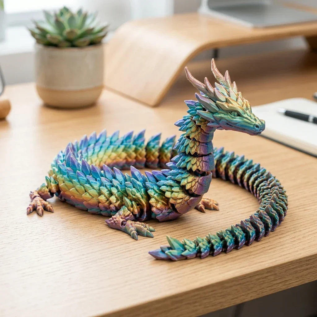 45cm Articulated Crystal Dragon - Large 3D Printed Flexi Toy