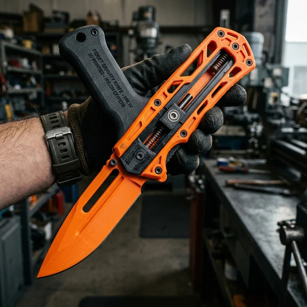 3D Printed Fidget Gravity Knife - Tactile Flick Toy