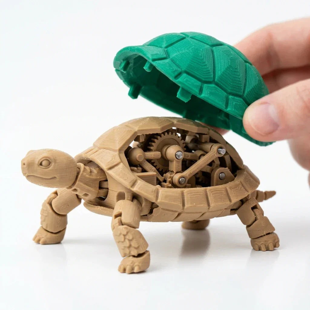 Articulated Turtle with Secret Shell - Unique 3D Printed Gift
